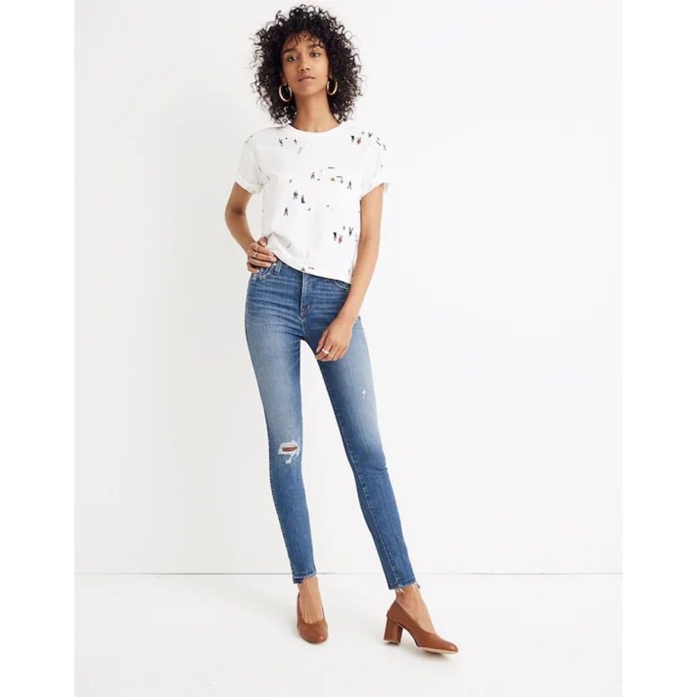 NWT Madewell 10" High-Rise Skinny Jeans Blue Step Hem Distressed Size 25 Casual